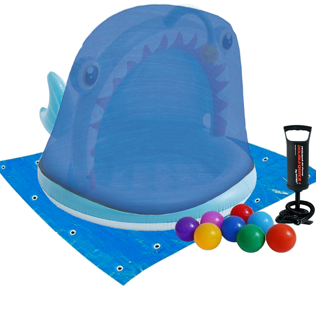 Басейн надувний дитячий Intex Рибалка круглий вініловий з навісом/насосом/підстилкою/тентом та кульками 45 л Синій (21-9-58419-3)