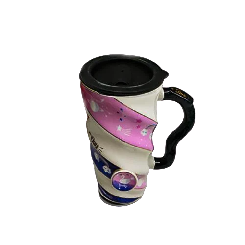 Чашка керамическая Stenson Dream R88548 с крышкой 500 мл (553689)