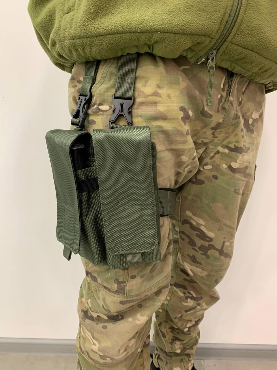 Подсумок на два магазина АК с креплением на ногу Оливковый