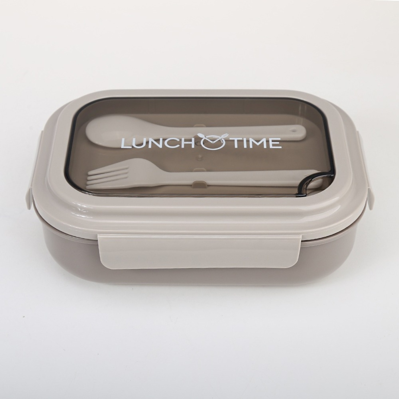 Ланч-бокс для горячей и холодной еды со столовыми приборами и отдельными отсеками для еды Бежевый