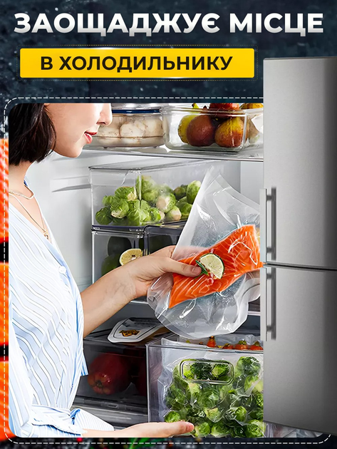 Вакуумні пакети-плівка для вакууматора в рулоні 25х500 см Прозорий (28150670) - фото 9 Вакуумні пакети-плівка для вакууматора в рулоні 25х500 см Прозорий (28150670) - фото 9