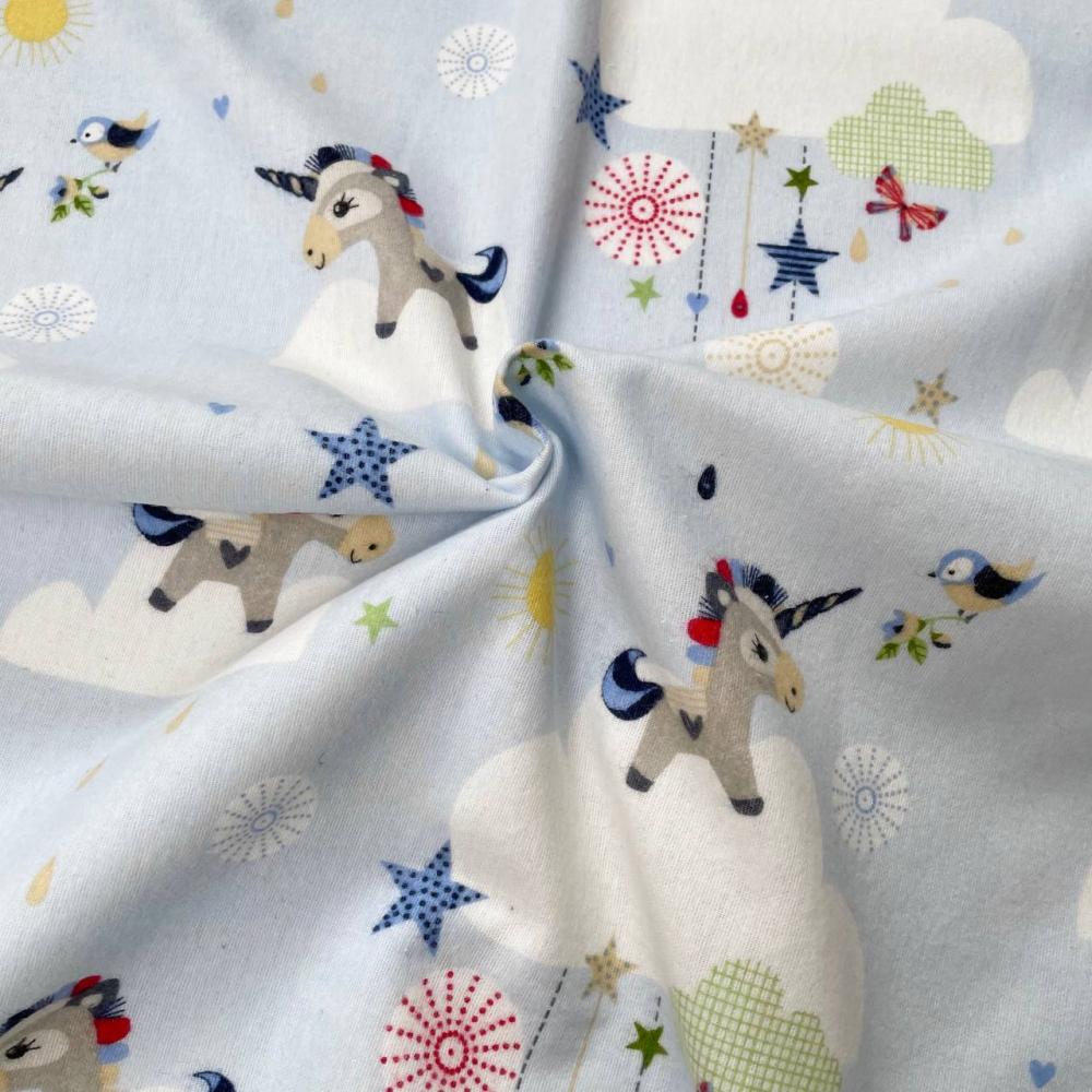 Пеленка для новорожденного Единорог непромокаемая фланель 50х80 см Голубой (1734)