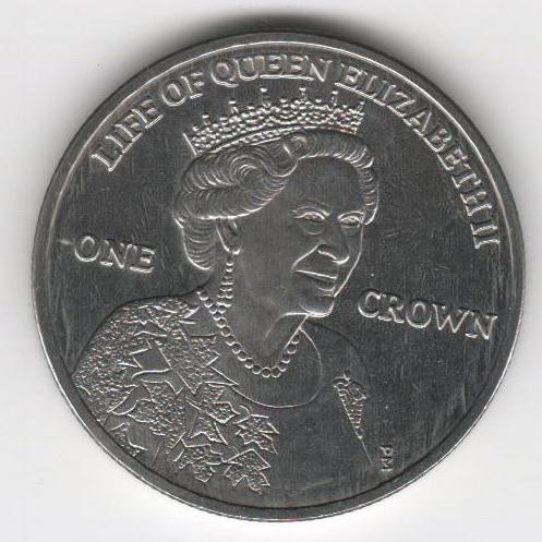 Коллекционная монета Остров Мэн 1 крона 2012 Жизнь Елизаветы II UNC Разновидность 2 (KM#1481)