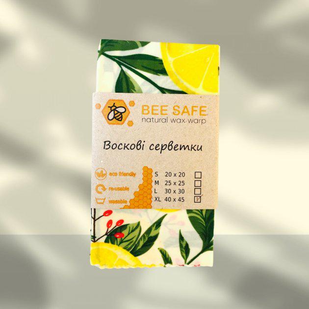 Серветка воскова для зберігання продуктів Beesafe Лимони багаторазова XL (23164000)