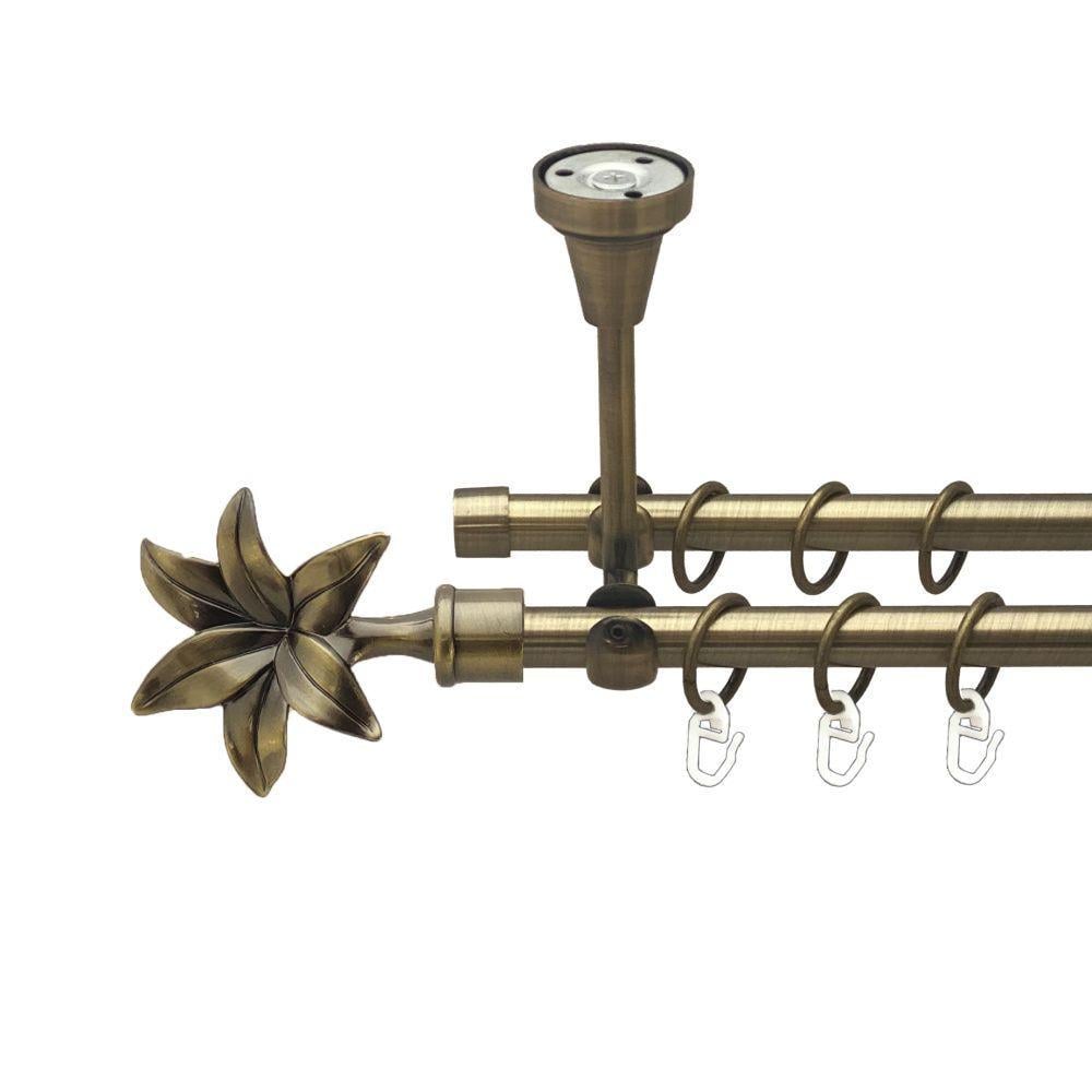 Карниз для штор Orvit Флорита двухрядный гладкий 240 см Антик (00-00016989)