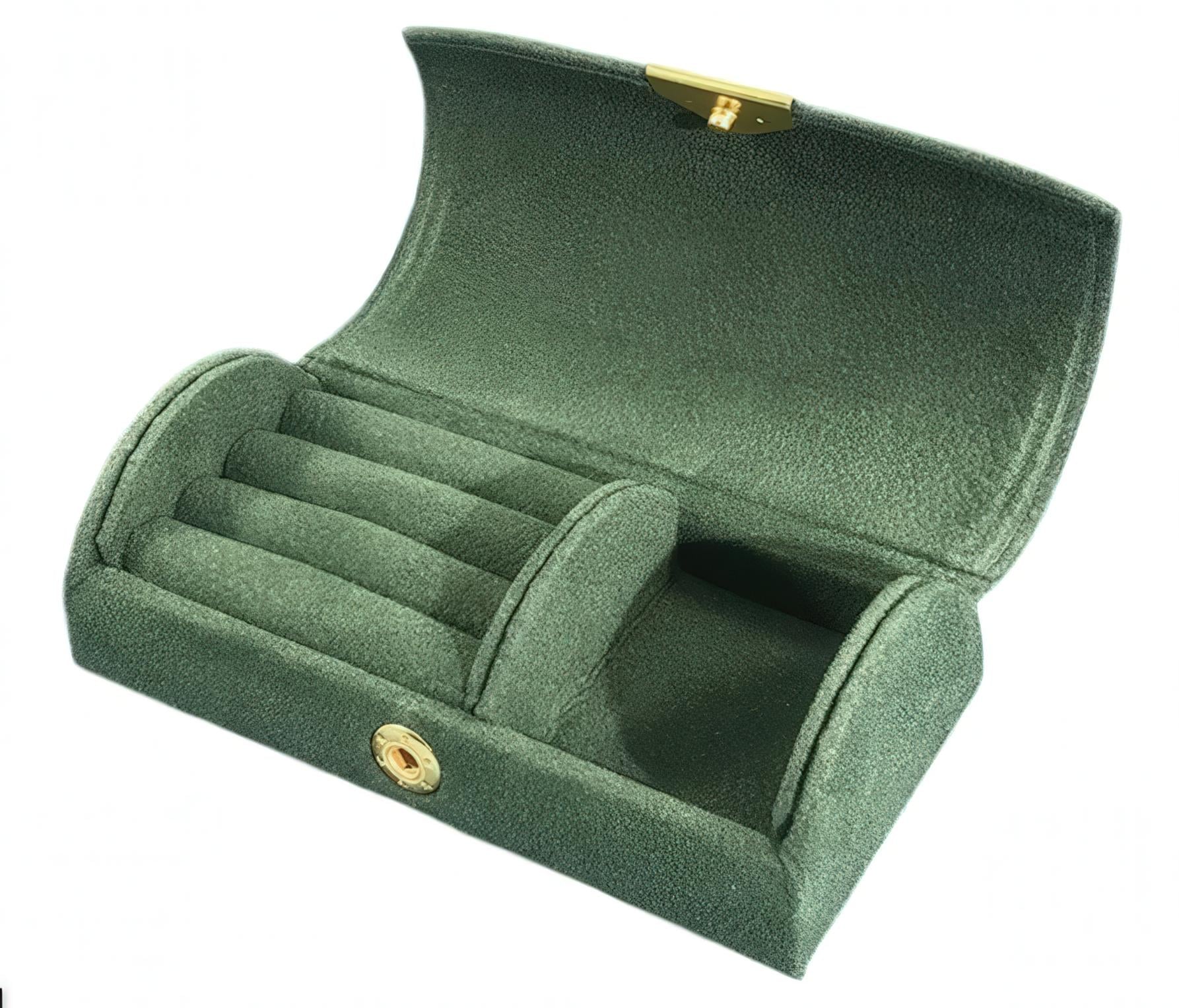 Мини-шкатулка для украшений из бархата/дорожный органайзер с отделением для колец и цепочек Оливковый (SKTSUM-BLK-1312)