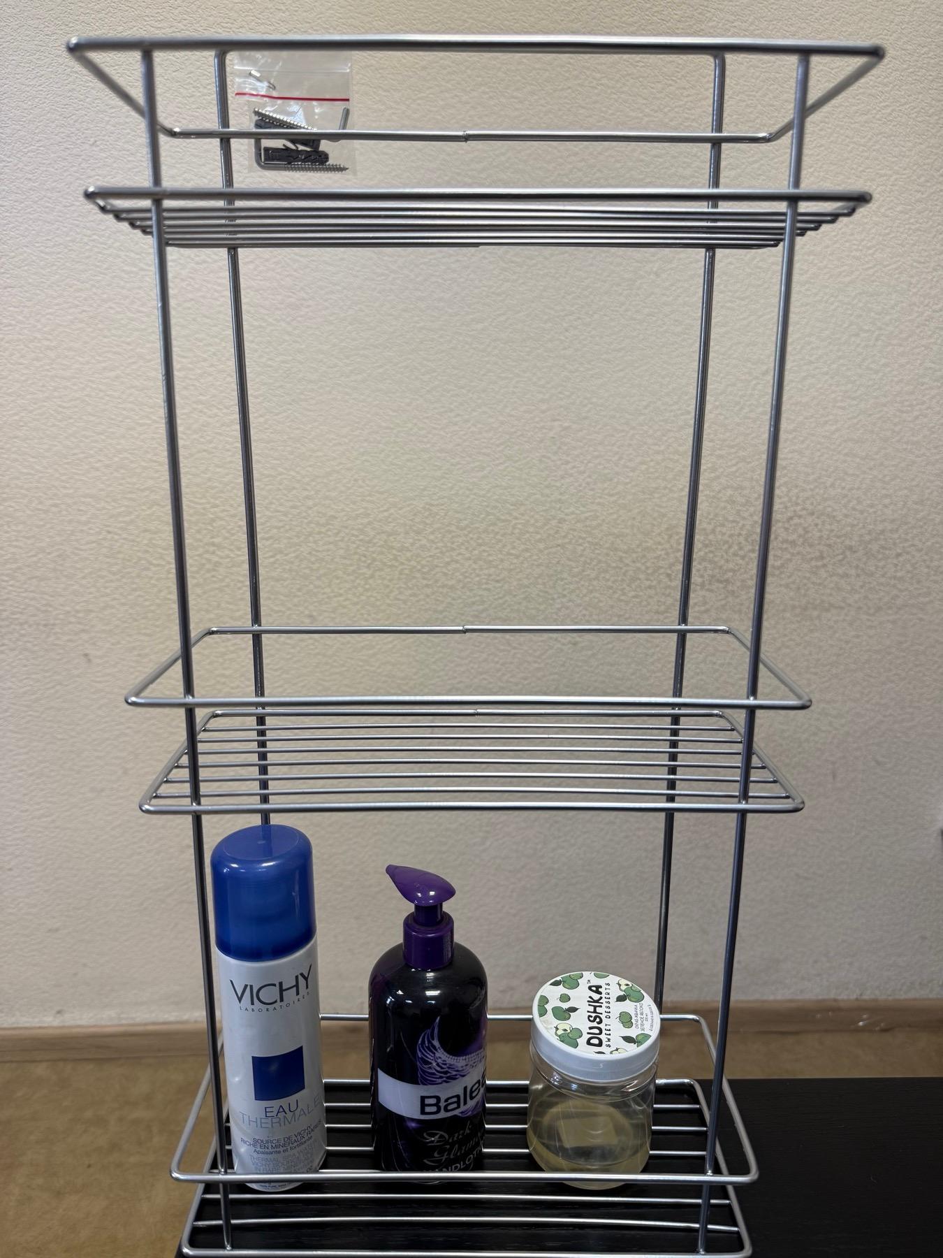 Полка Mobility 3-х ярусная для ванной комнаты металлическая прямая 28х12х56 см (29431598) - фото 2