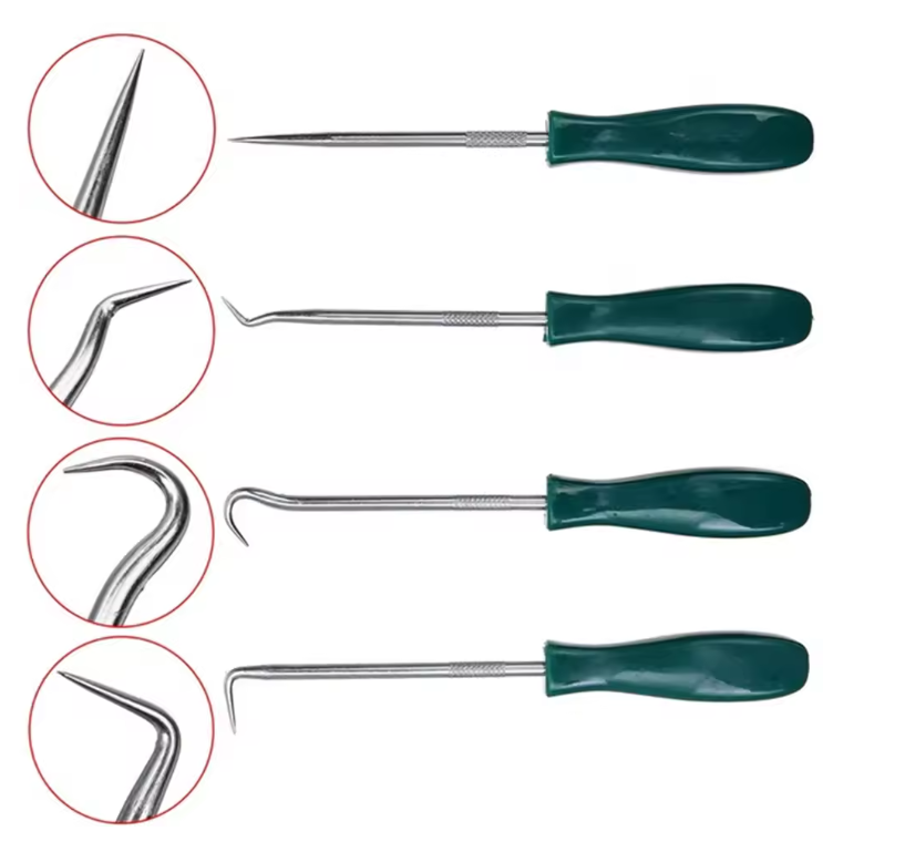 Набір з 4 демонтажних гачків для зняття сальників кілець ущільнювачів Green (3a6babe0) - фото 2 Набір з 4 демонтажних гачків для зняття сальників кілець ущільнювачів Green (3a6babe0) - фото 2