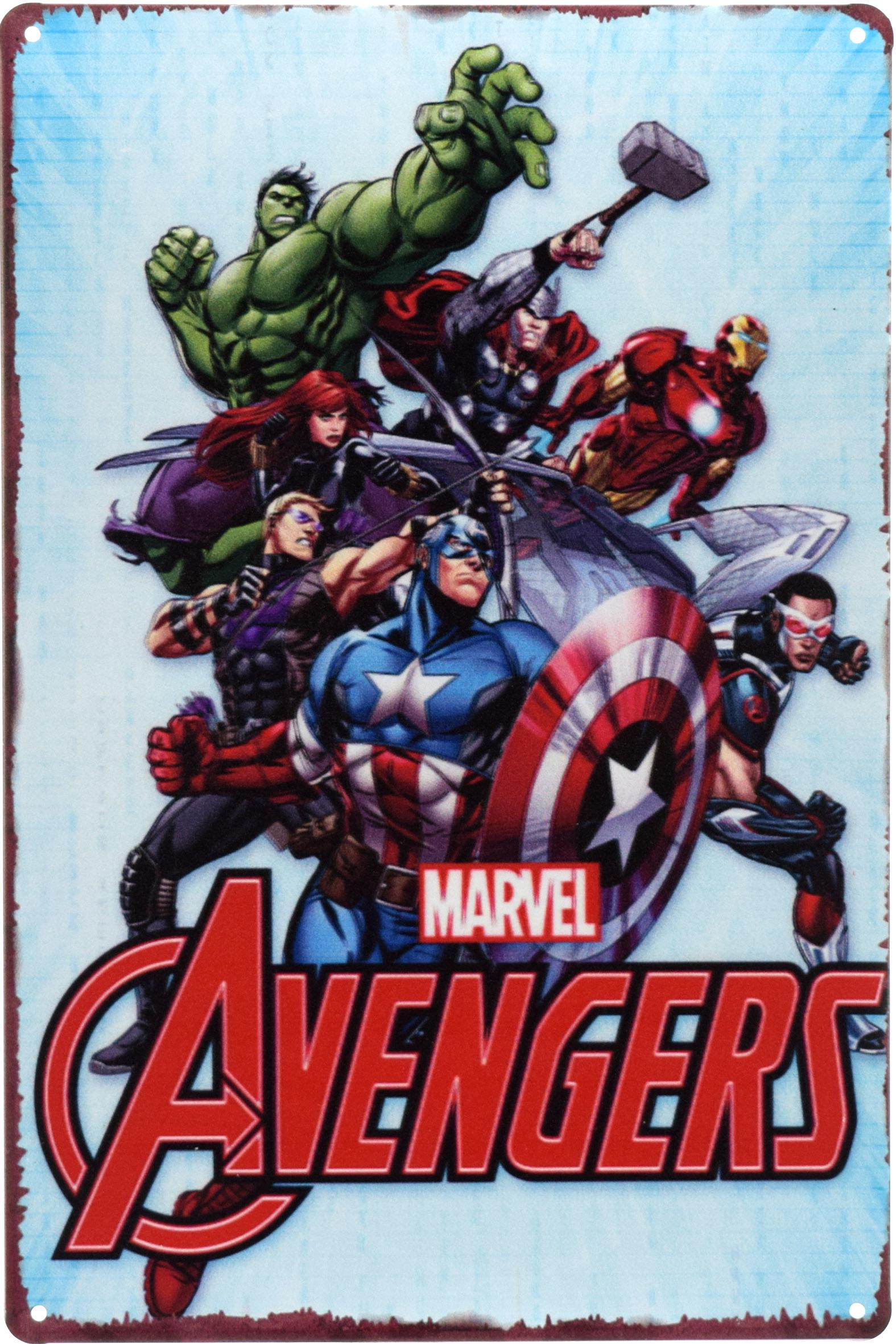 Табличка металлическая Мстители/Avengers Marvel 20x30 см