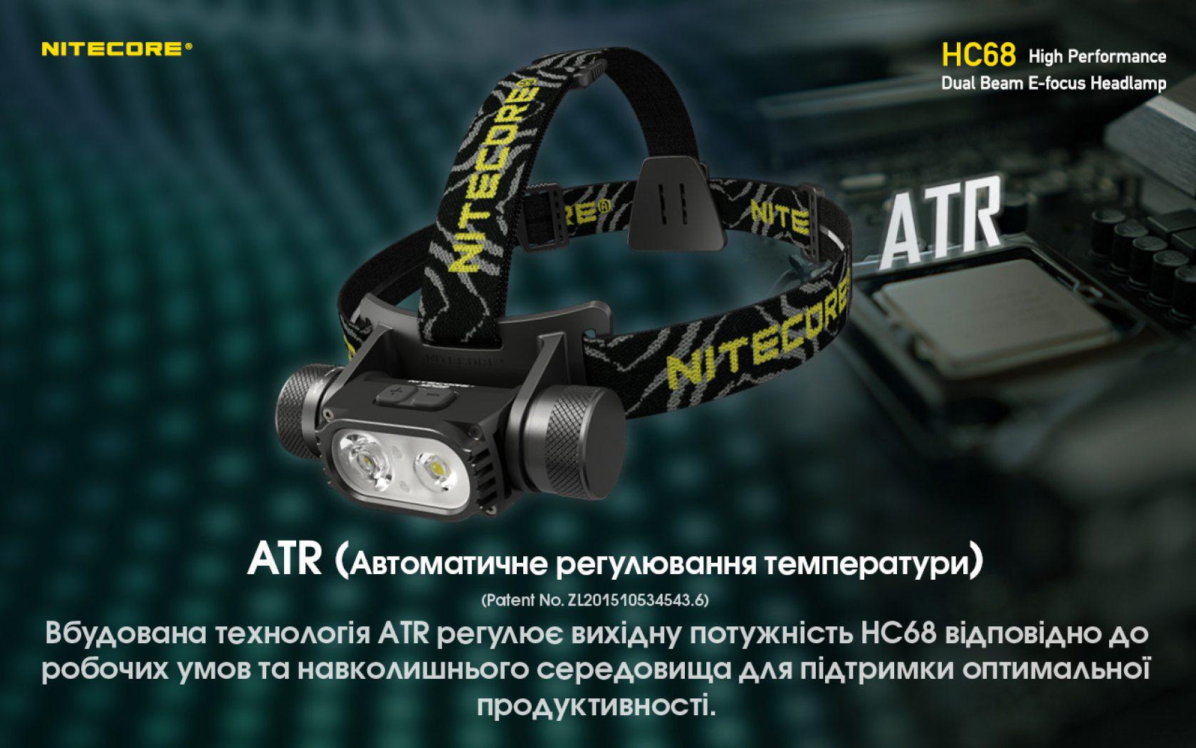 Ліхтар налобний Nitecore HC68 USB Type-C з електронним фокусуванням (010206) - фото 16 Ліхтар налобний Nitecore HC68 USB Type-C з електронним фокусуванням (010206) - фото 16