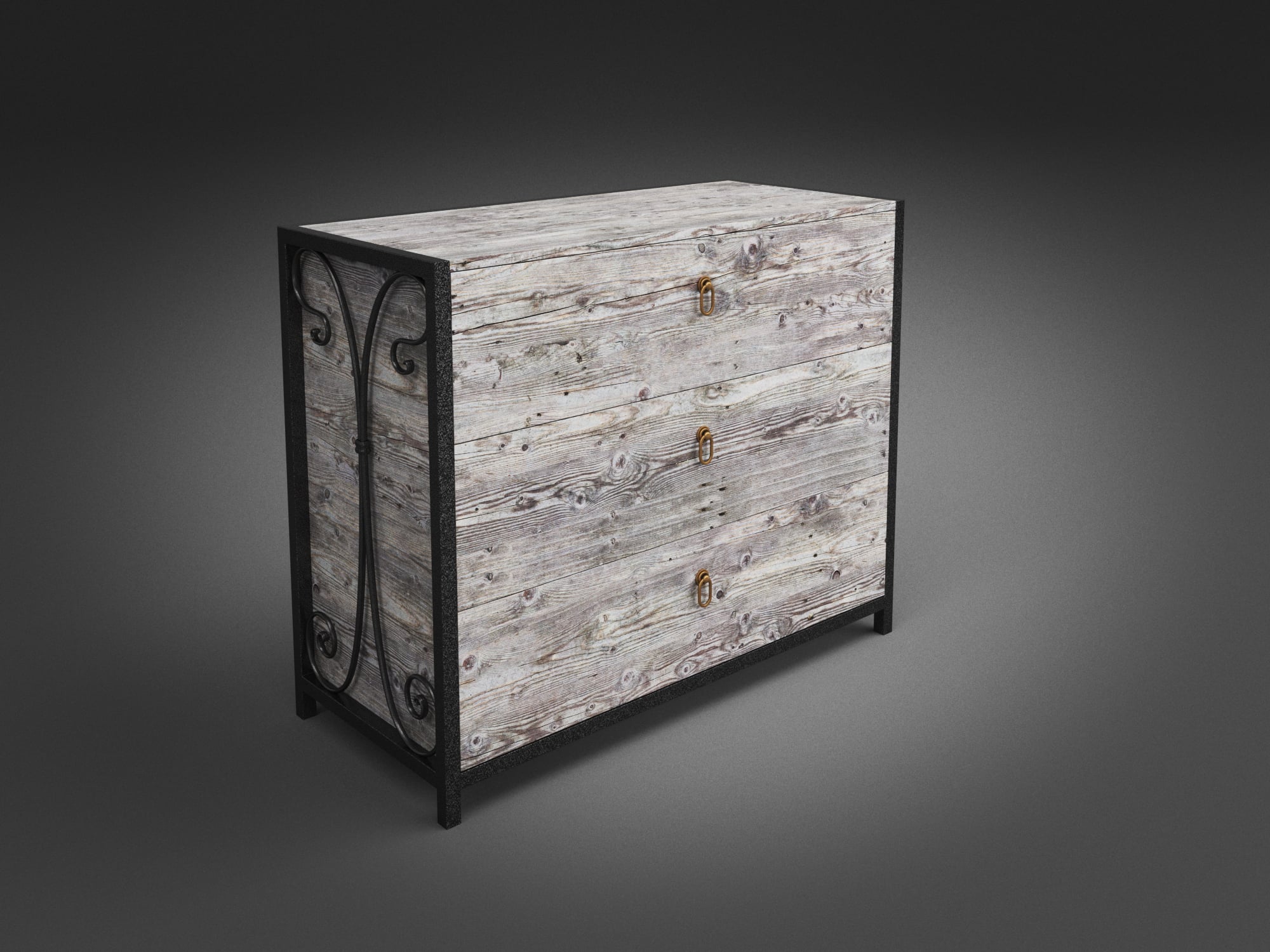 Комод Сплит Черный бархат/Дуб морас