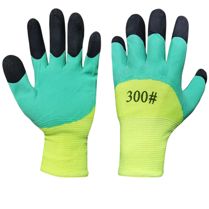 Перчатки рабочие нейлоновые со вспененным латексом 24 пары Зеленый (4993)