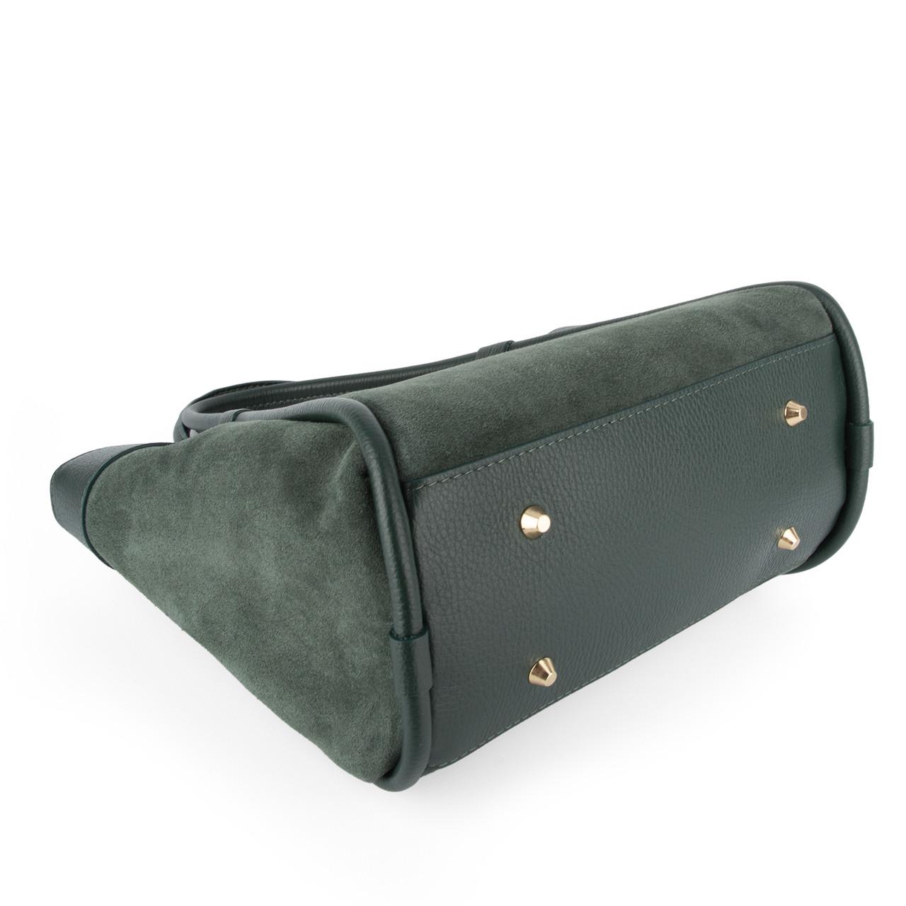 Сумка женская Virginia Conti замшевая с 2 ручками Темно-зеленый (04027) - фото 4 Сумка женская Virginia Conti замшевая с 2 ручками Темно-зеленый (04027) - фото 4