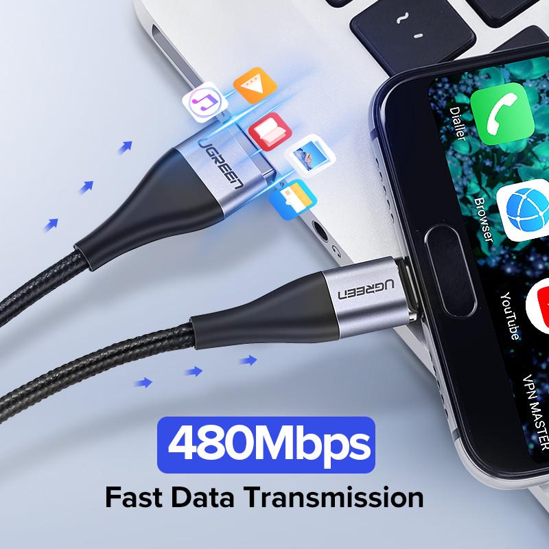Магнитный кабель USB Type-C Ugreen для зарядки и передачи данных 1 м Черный - фото 4