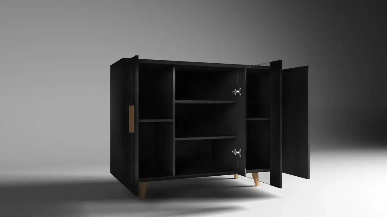 Вітрина-комод Artos Design Verona 1W2D з ламінованої ДСП/ламінованої МДФ Чорний (49271) - фото 3 Вітрина-комод Artos Design Verona 1W2D з ламінованої ДСП/ламінованої МДФ Чорний (49271) - фото 3