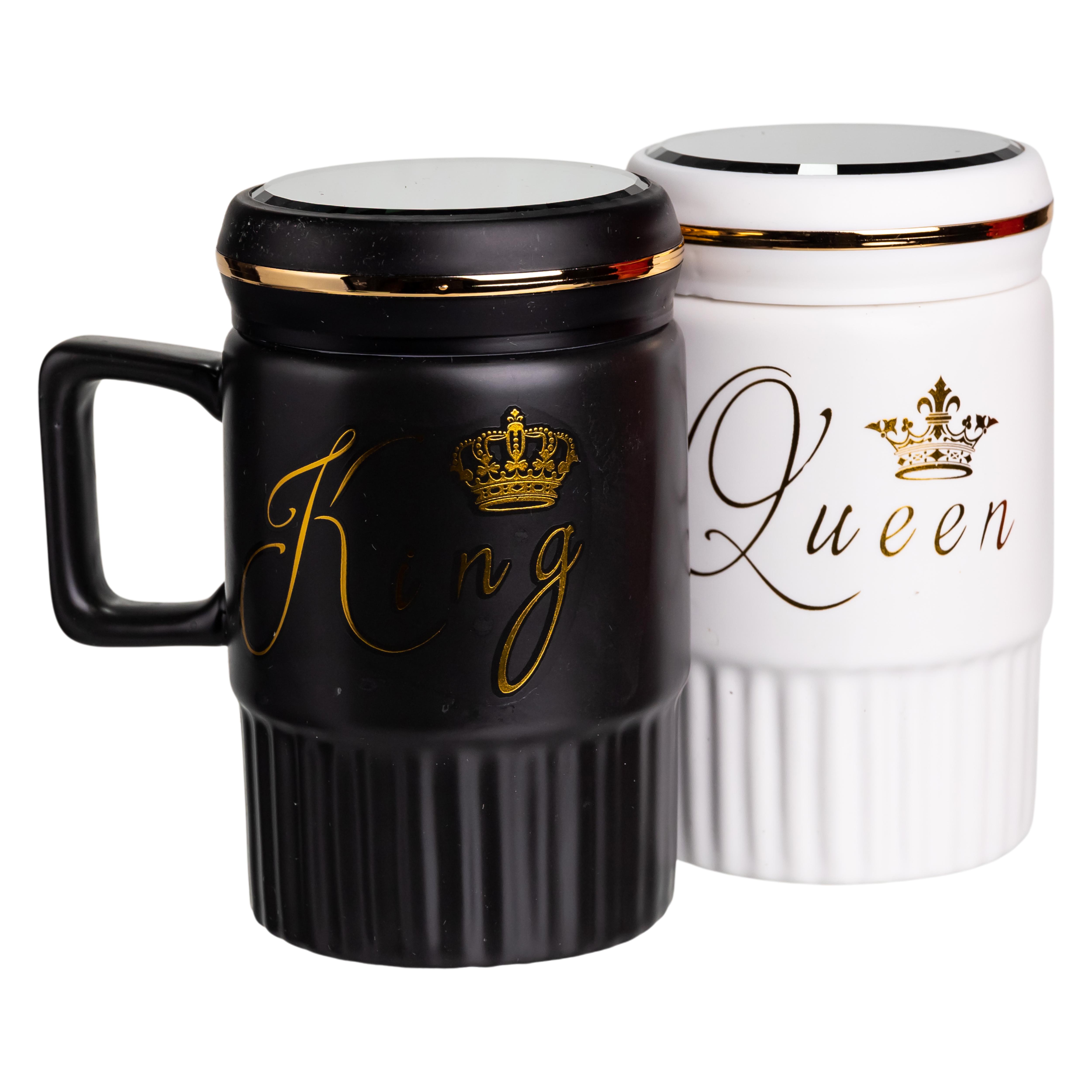 Чашки парні порцелянові King&Queen з кришкою 450 мл (FM-26)