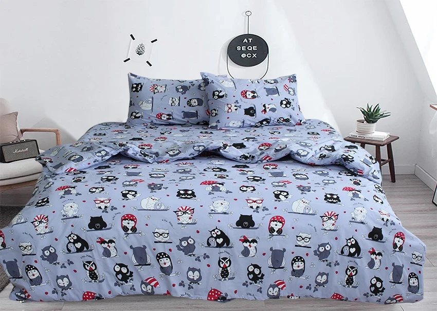 Комплект постельного белья TAG Tekstil Совята Серый (1611)