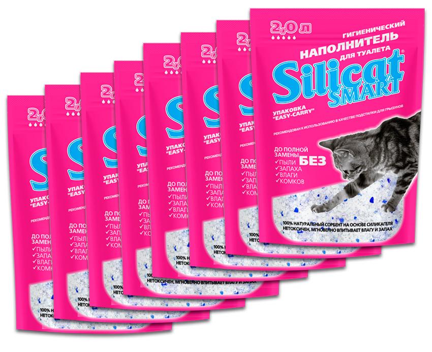 Наповнювач для котячого туалету Silicat Smart силікагелевий 2,0 л x 8 шт. 16 л