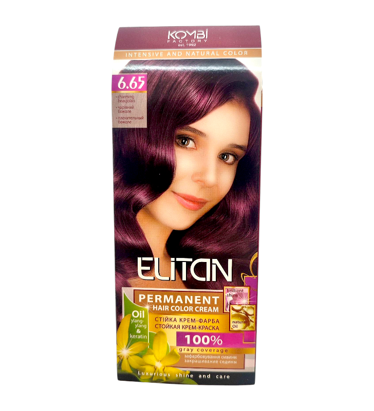 Крем-фарба стійка ELITAN Intensive 6.65 Чарівний божоле