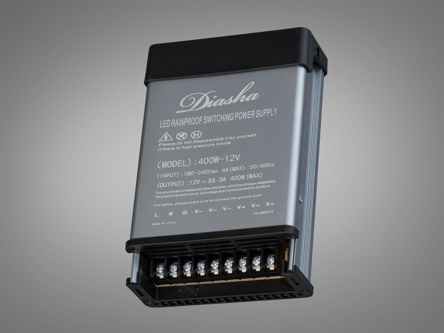 Блок питания для подключения LED ленты с защитой от дождя 12 В 400 Вт 33,33А (NPA-12 В-400w-IP44)