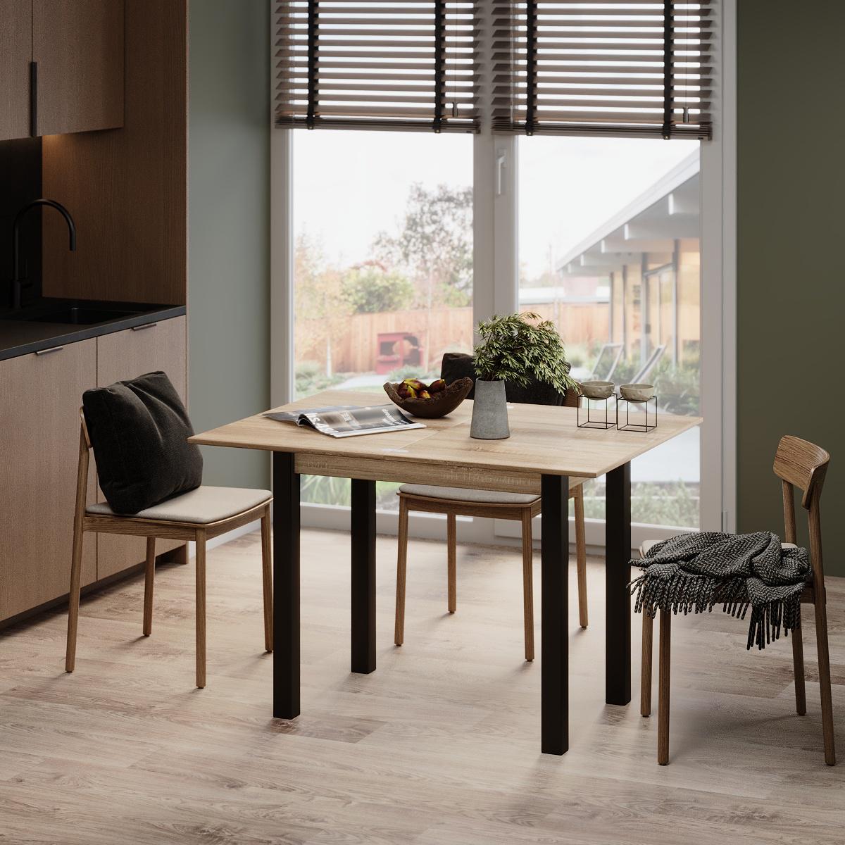 Обеденный стол-трансформер Dinner Glass 900x750x600 мм Дуб Сонома/Светло-бежевое стекло (GATB16131300204) - фото 3 Обеденный стол-трансформер Dinner Glass 900x750x600 мм Дуб Сонома/Светло-бежевое стекло (GATB16131300204) - фото 3