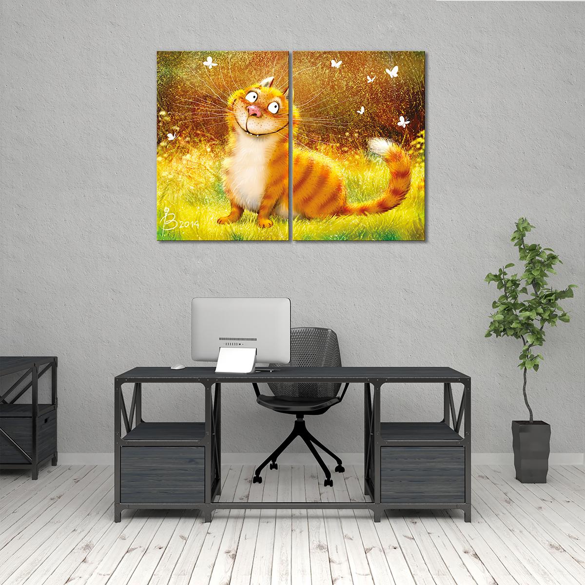 Модульная картина Рыжий улыбака 2 модуля 40х60 см