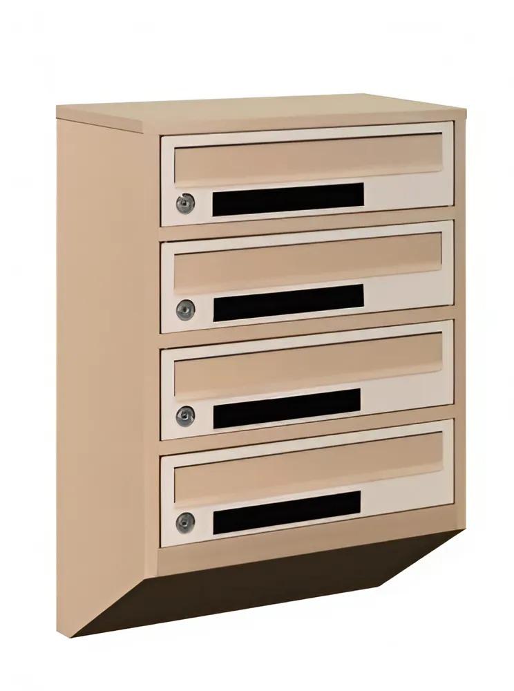 Ящик почтовый многосекционный Галіндустрія E1-04-С на 4 квартиры металлический с окошком 390х200х585 мм Бежевый (124-119-000004742)