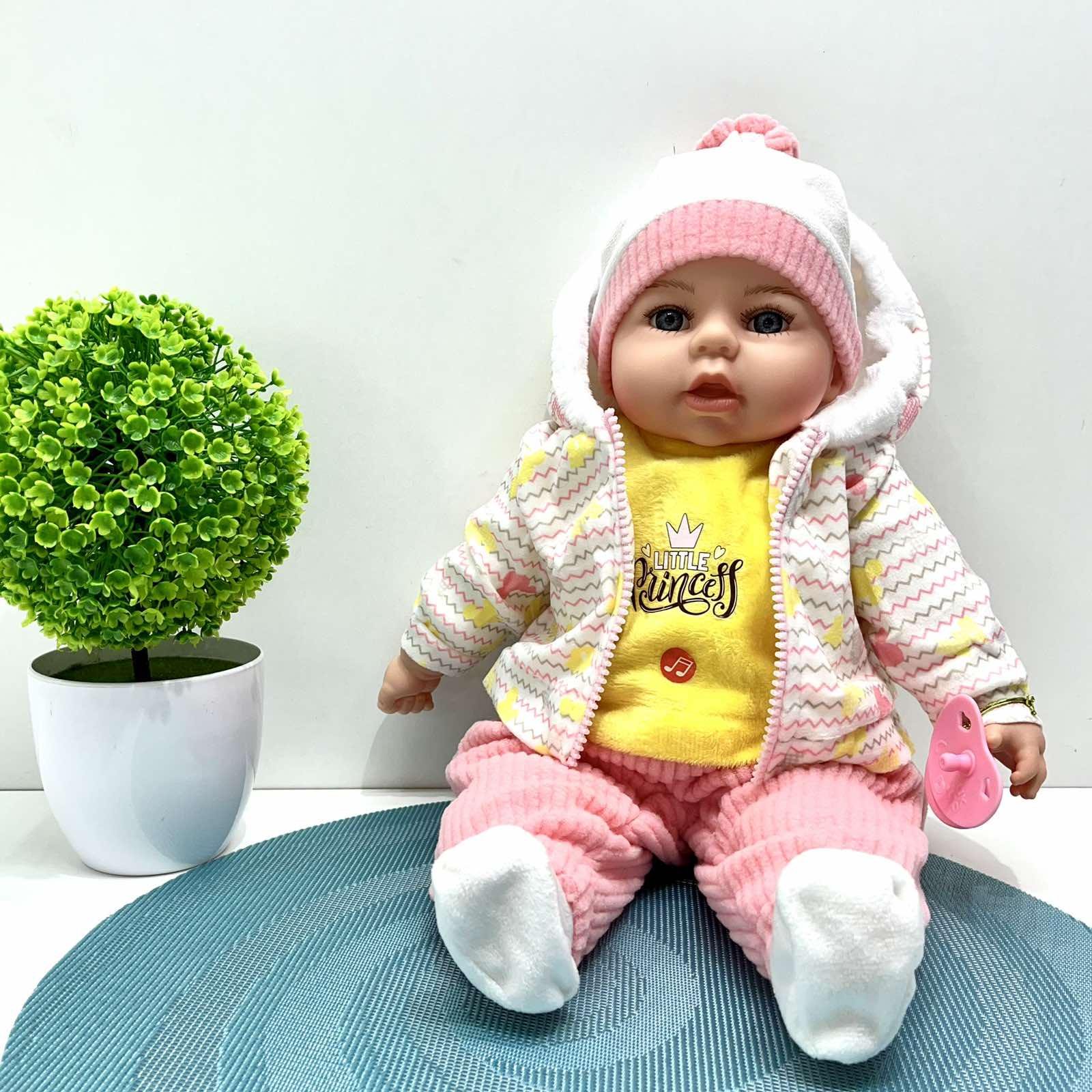 Лялька-пупс м'яконабивна Вид 1 з соскою та звуковими ефектами українська мова 42 см (M 5919 I UA)