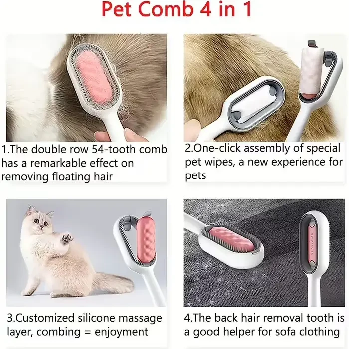 Щетка Pet Cleaning Comb для вычесывания шерсти домашних животных с массажем и чисткой вещей - фото 8