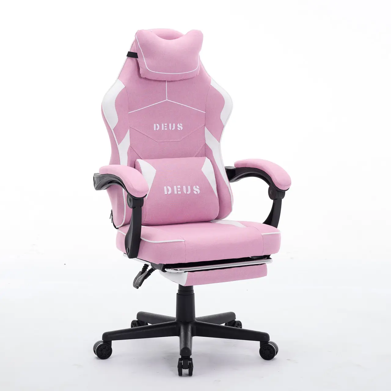 Крісло комп'ютерне Deus ED09 текстиль з підставкою для ніг Рожево-білий (2976) - фото 1 Крісло комп'ютерне Deus ED09 текстиль з підставкою для ніг Рожево-білий (2976) - фото 1