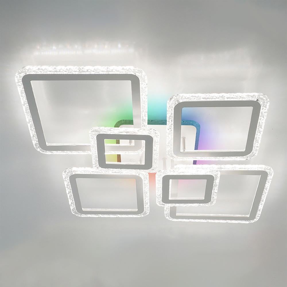 Люстра смарт светодиодная ESLLSE OVAL ICE RGB 7S 120 Вт управляемая с подсветкой RGB 960x750x110 мм Белый