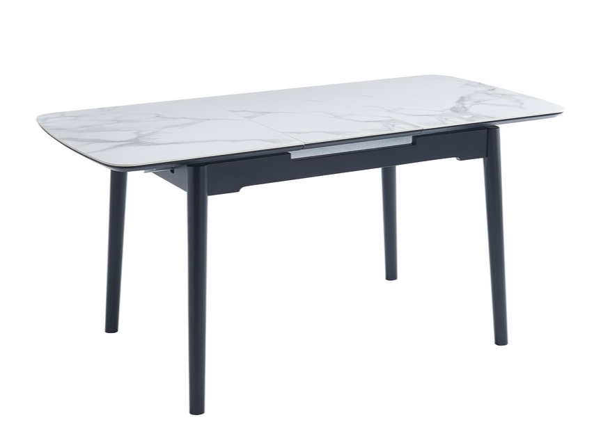 Обідній стіл розсувний Ветро 1100-1400x750x760 мм Білий мармур/Чорний (TМ-87) - фото 2