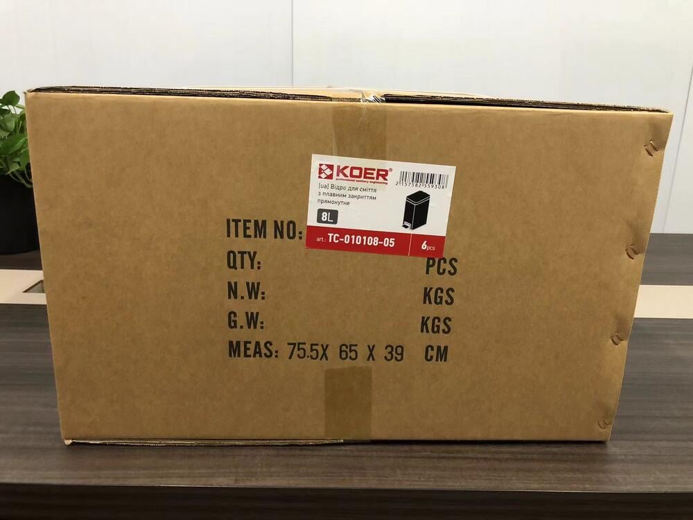 Ведро для мусора KOER TC-010108-05 с плавным закрытием прямоугольное 8 л Черный (KR5593) - фото 8