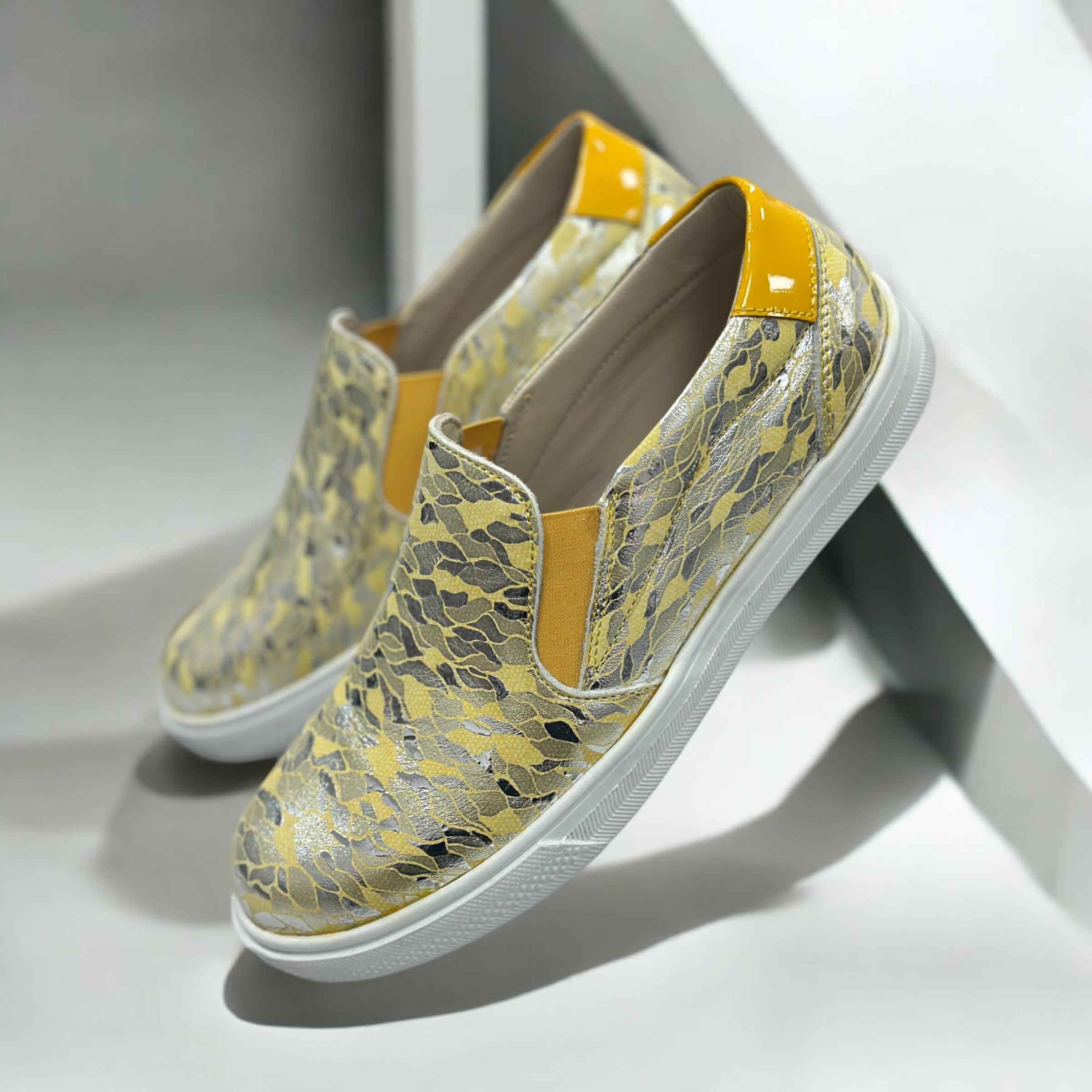 Слипоны детские Theo Leo с супинатором кожаные р. 34 Желтый/Серебристый/Белый (25989081) - фото 3 Слипоны детские Theo Leo с супинатором кожаные р. 34 Желтый/Серебристый/Белый (25989081) - фото 3