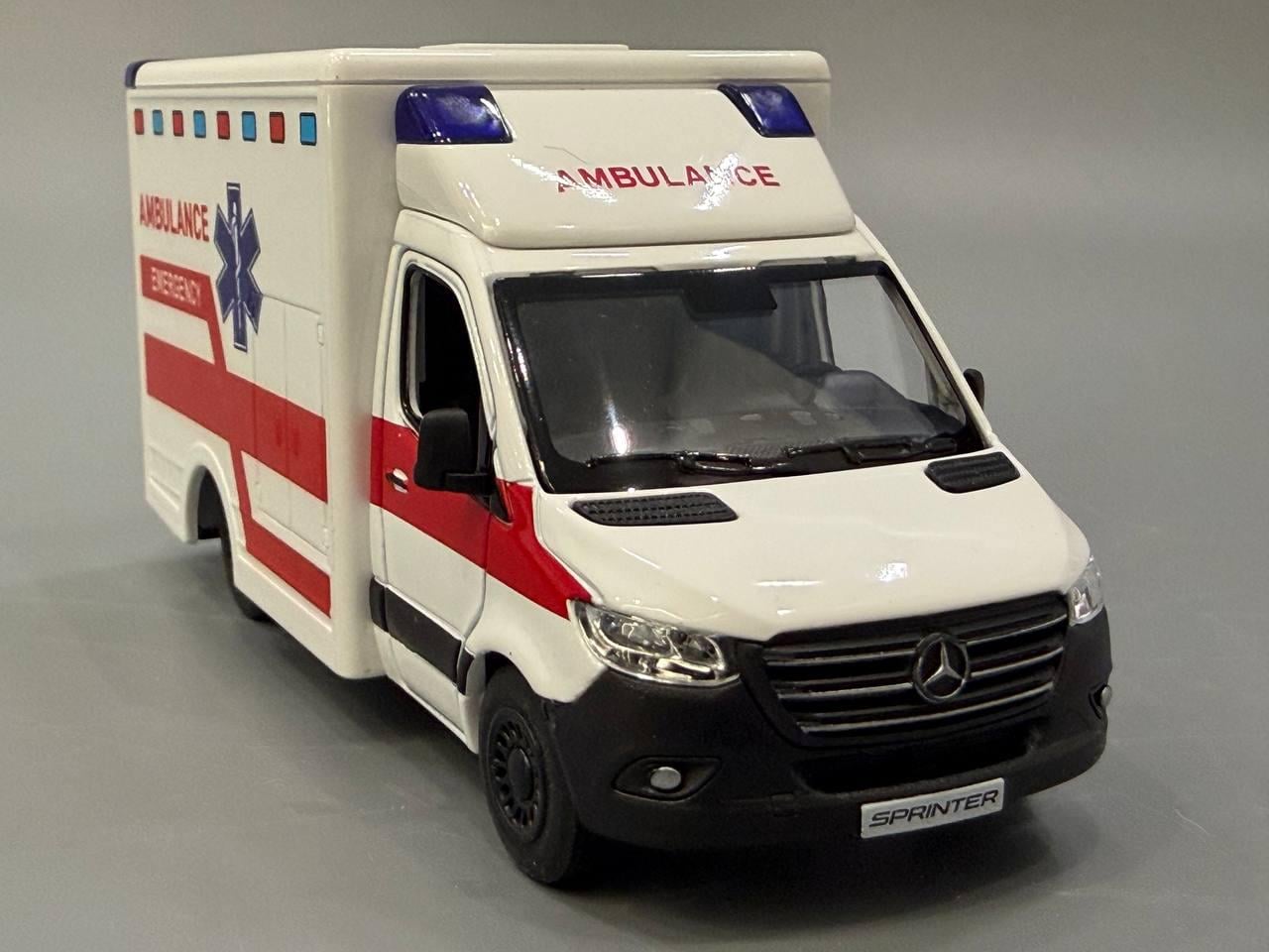 Игрушечная машинка Скорая помощь Kinsmart Mercedes-Benz Sprinter UPS инерционная 1:48 12 см Белый (KT5477W)