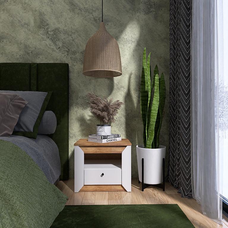 Тумба приліжкова Еверест Нордік-500 50х37,8х42 см Дуб крафт золотий/Білий (ЕВ20670) - фото 4 Тумба приліжкова Еверест Нордік-500 50х37,8х42 см Дуб крафт золотий/Білий (ЕВ20670) - фото 4