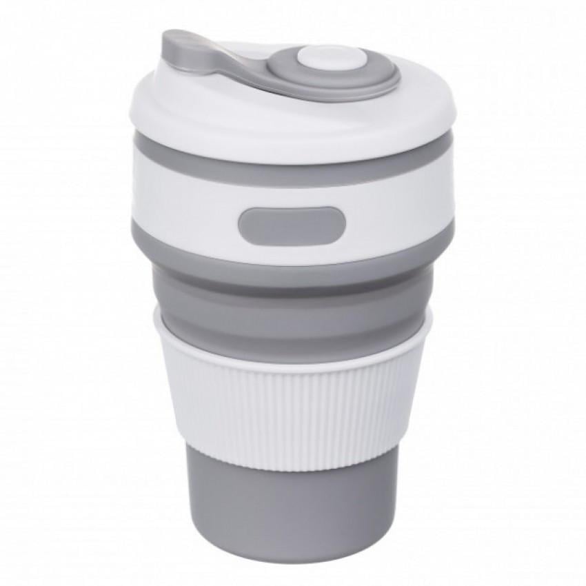 Чашка складана силіконова з кришкою 350 мл Сірий (5332)