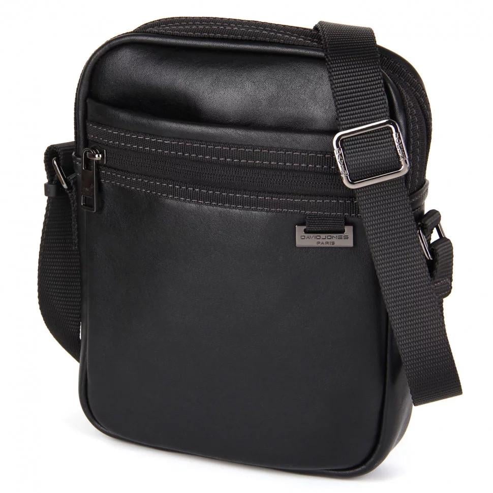Сумка крос-боді чоловіча DavidJones екошкіра Чорний (941101 black)