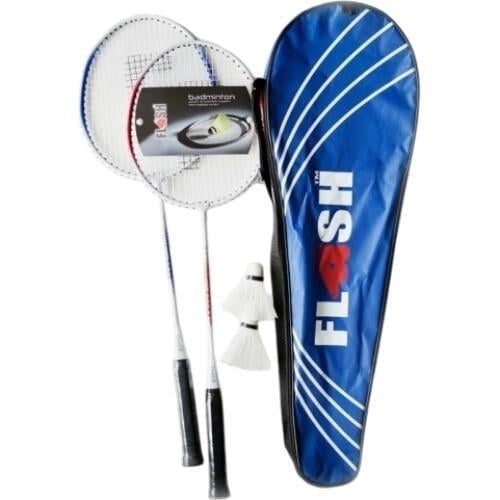 Набор для бадминтона Flash BADMINTON RACKET SET 2 ракетки/2 воланы/чехол Бело-красно-синий (DB-120)