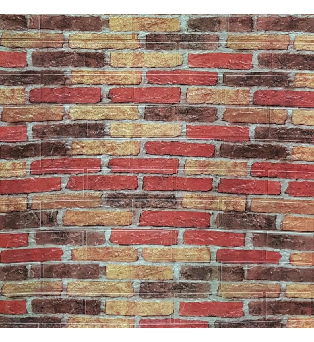 3D-панель декоративная под екатеринославский кирпич самоклеющаяся 3080x700x3 мм Бежево-красный - фото 3