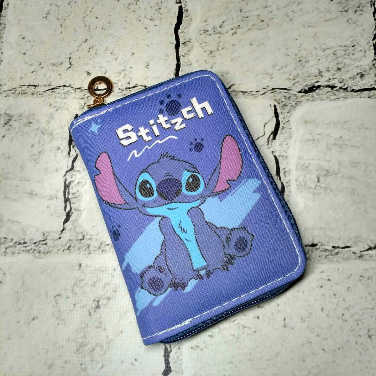 Кошелек детский для девочки на змейке Стич 12,5х9 см Синий (1229-2)