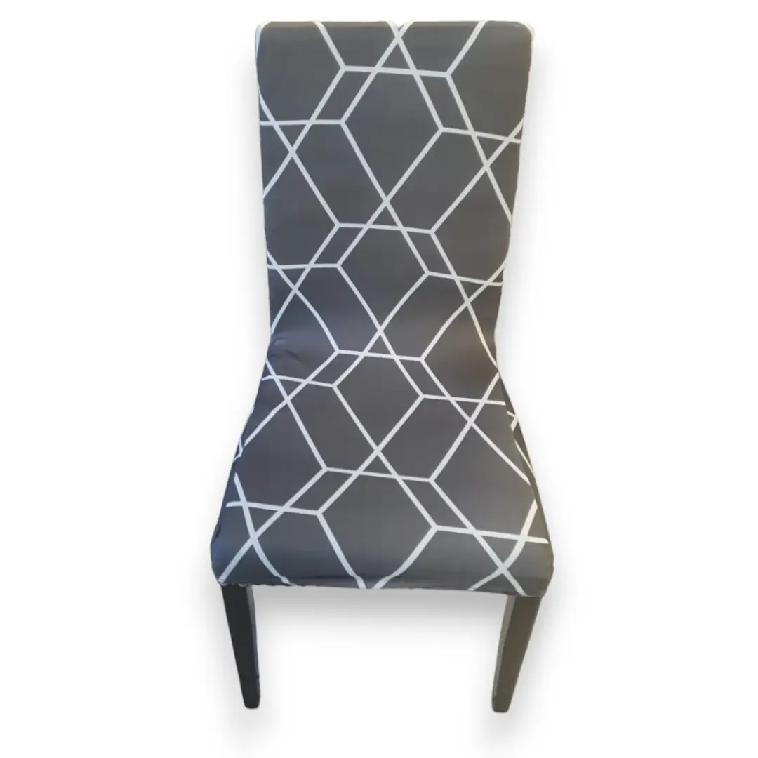 Чехол для стула Ромбы универсальный натяжной со спинкой Серый (2190205545) - фото 3