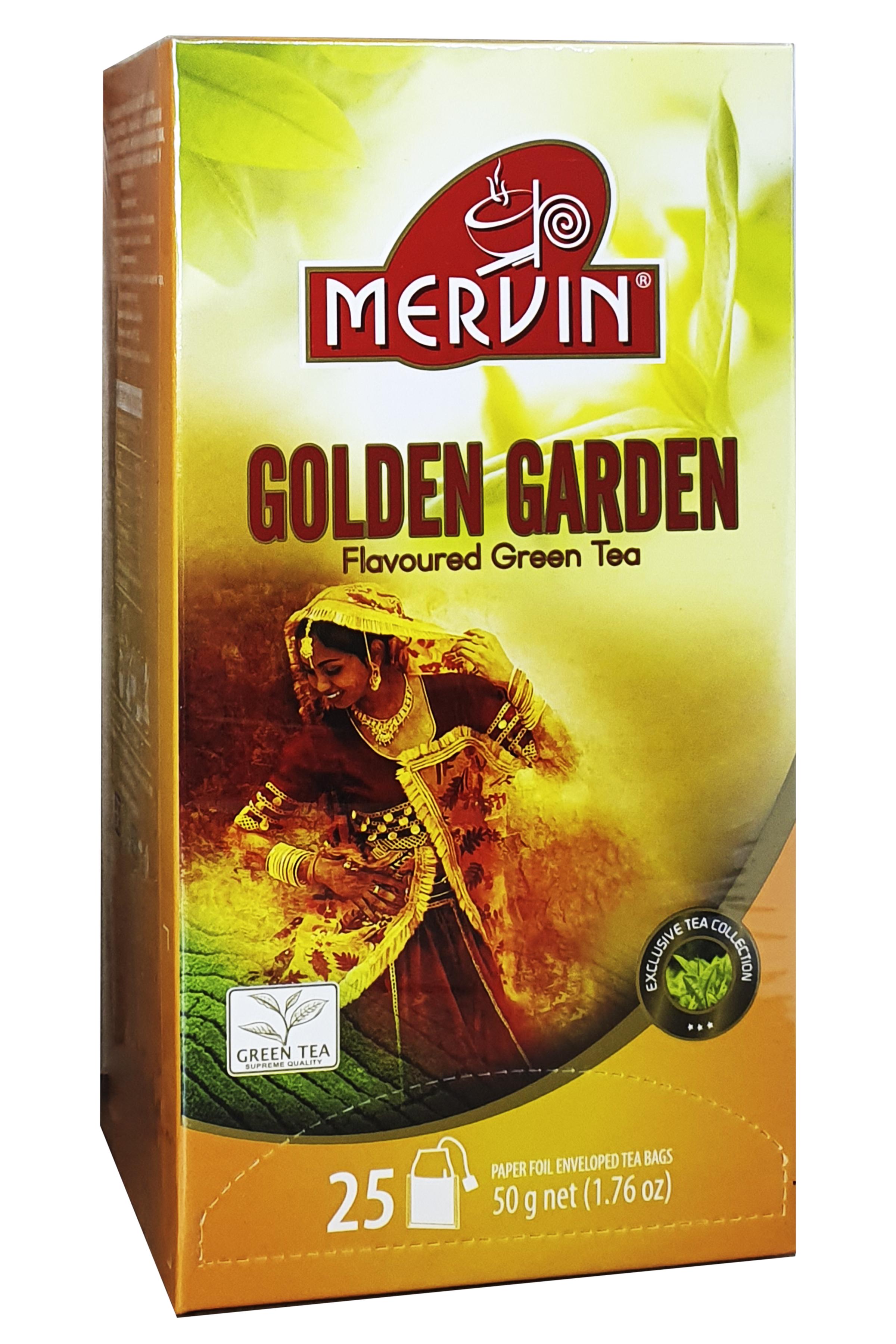 Чай зеленый Mervin Golden Garden с кусочками ананаса/маракуйи и джекфрута 25 шт. 2 г (57260)