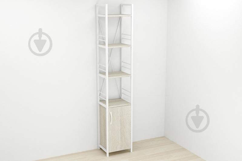 Этажерка 4/34 Ferrum-decor Серии Конект с тумбой  179x34x28 Белый ДСП Сонома (FD1052)