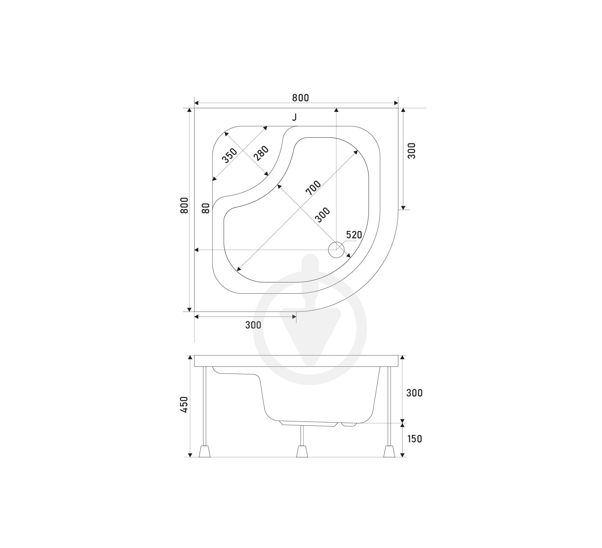 Душевой поддон полукруглый Shower Cellesse акриловый с панелью каркасом ножками 80x80x45 см (13453028) - фото 4