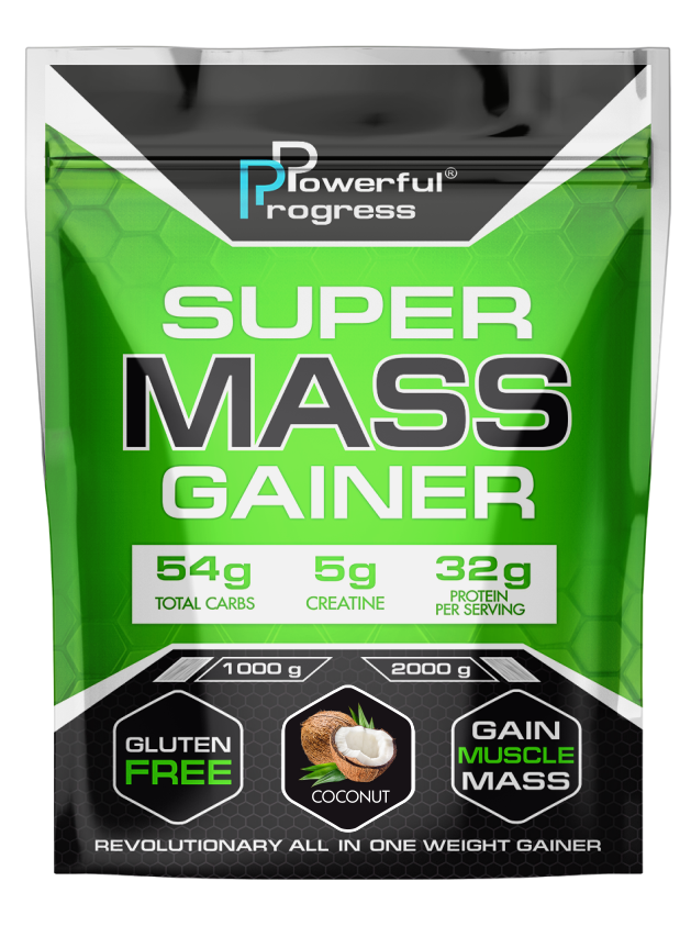 Гейнер високобілковий для набору маси Powerful Progress Mass Gainer Кокос 1 кг - фото 1