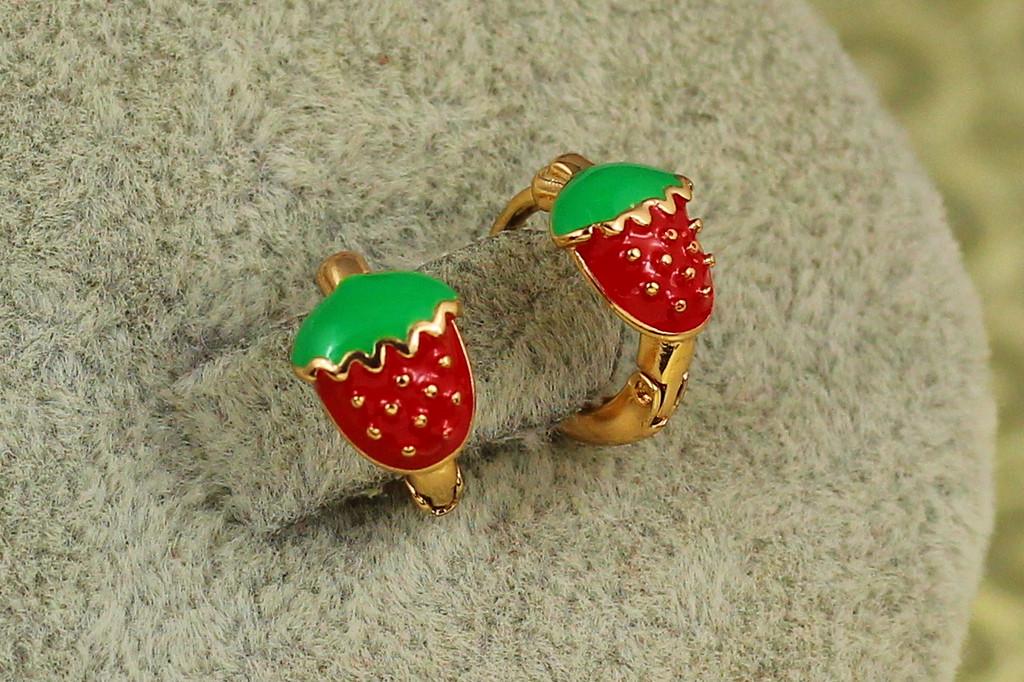 Серьги детские Xuping Jewelry земляника 1,1 см Золотистый (2563490804)