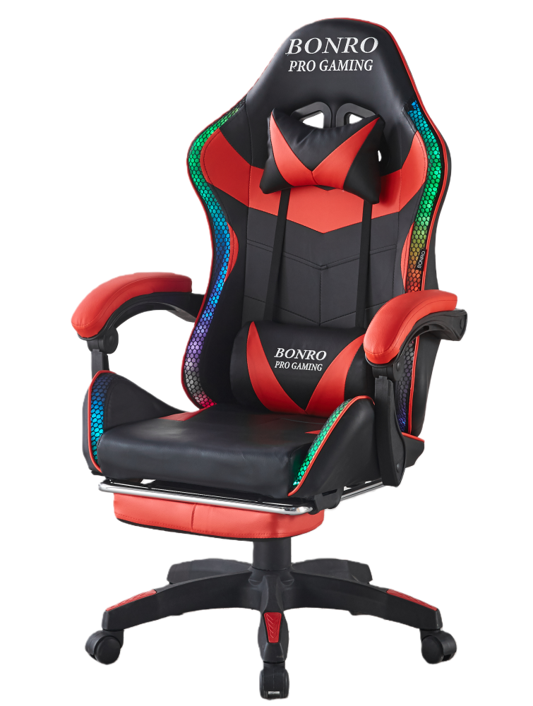 Крісло геймерське з підсвічуванням та масажем Bonro B-144 Червоний (147-76-42401047)