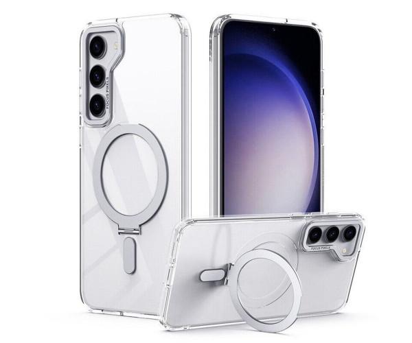 Чехол - накладка Magsafe Magnetic Ring для Samsung Galaxy S24 с магнитным кольцом Серебряный