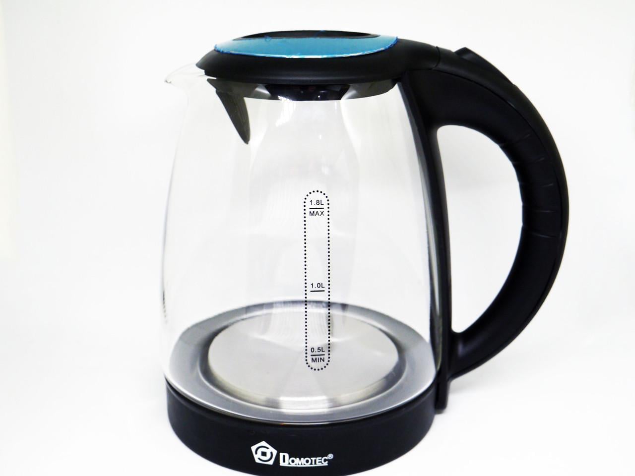 Чайник електричний Domotec MS-8110 скляна колба LED підсвічування 2200 Вт 1,8 л (17156)